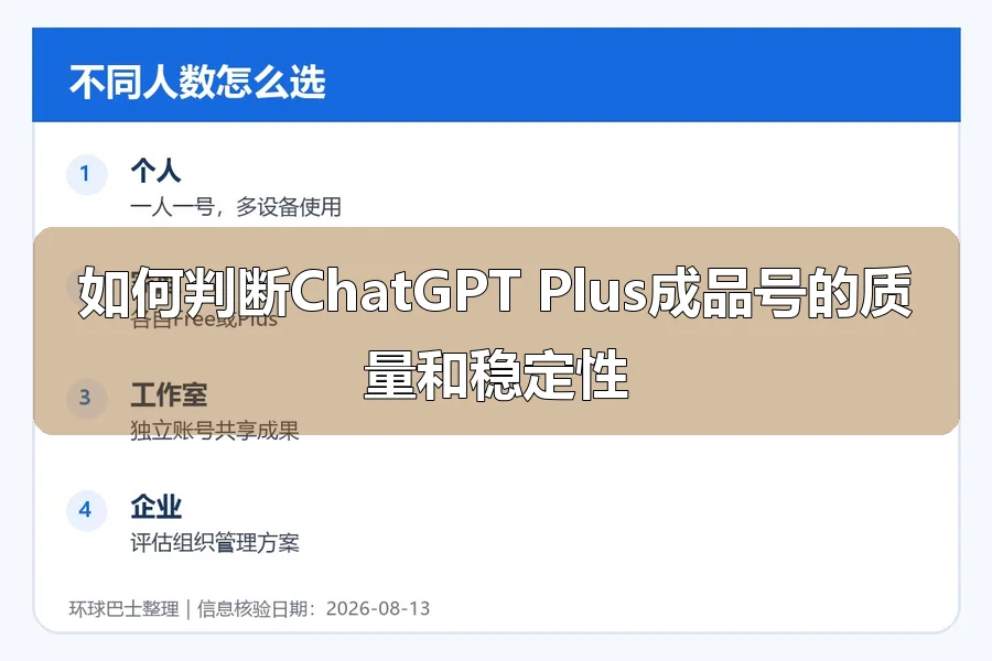 如何判断ChatGPT Plus成品号的质量和稳定性